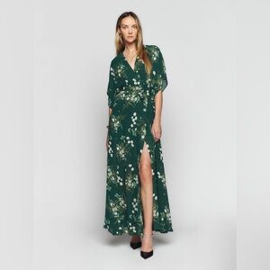 Reformation Green Floral Maxi Dress